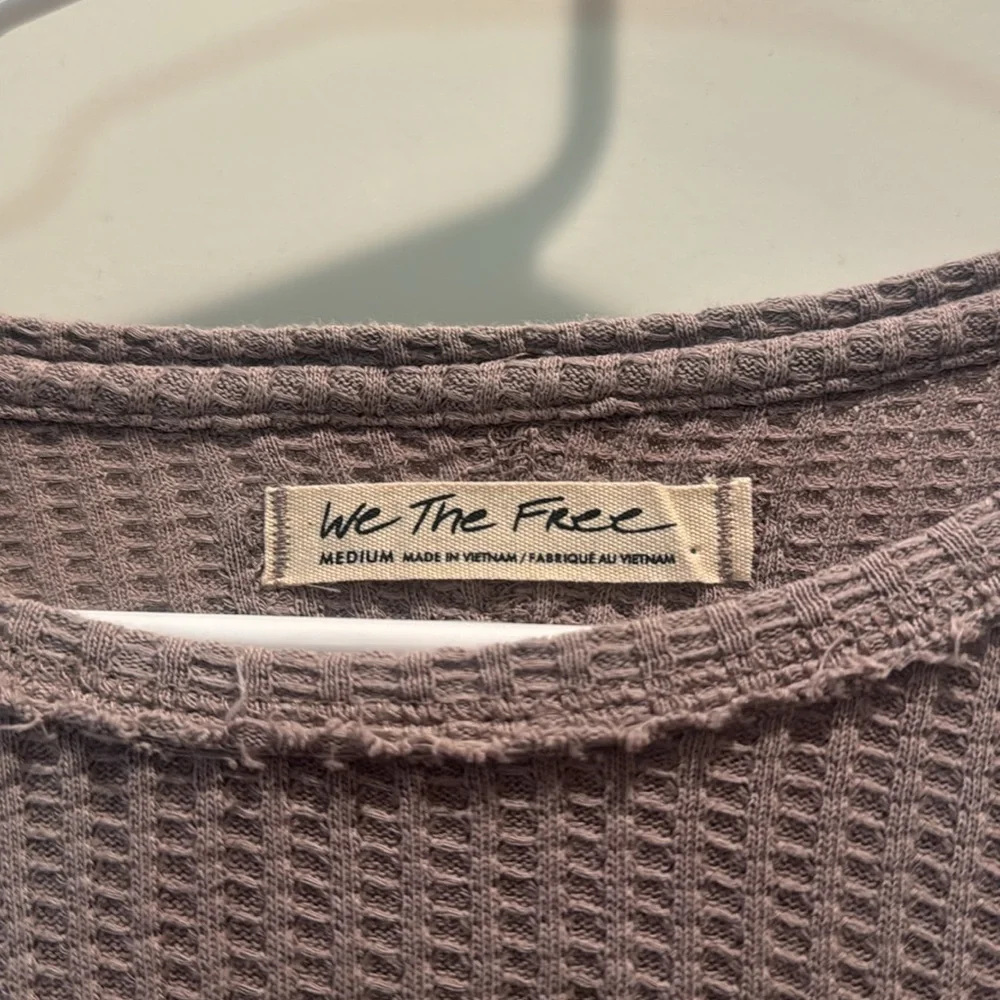We The Free-Free People Taupe Waffle Knit Top - Picture 3 of 3